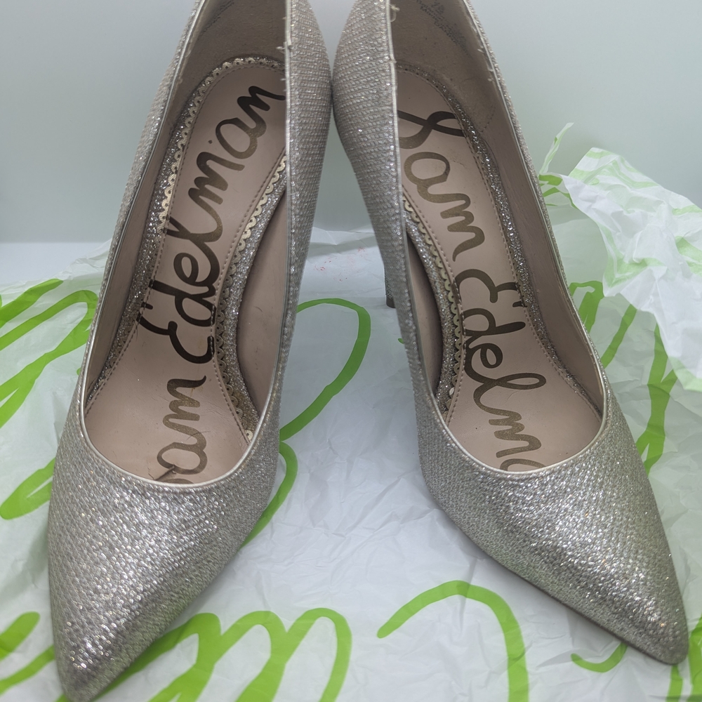 Sam Edelman Danna Heels In Light Gold Mesh